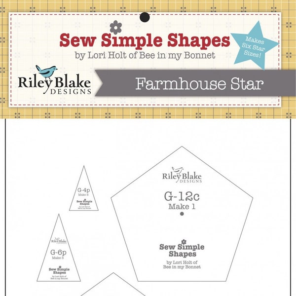 Sew Simple Shapes - Farmhouse Star Template Set *Plastic Templates* By: Lori Holt - Riley Blake Designs