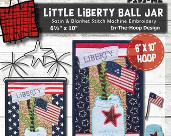 Little Liberty Ball Jar *Machine Embroidery USB* From: Patch Abilities