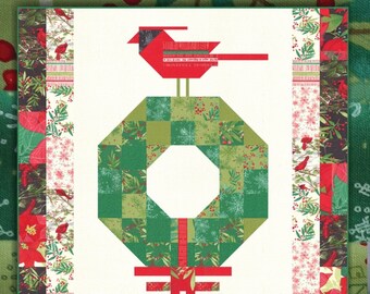 Cardinal's Christmas Wreath *Wall Quilt Pattern* By:  Robin Pickens