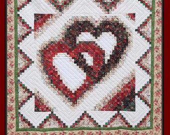 Linking Hearts  *Pieced Quilt Pattern* By: Mabel Burkholder - Log Cabin Quilt Shop