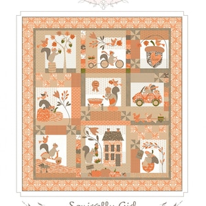 Squirrelly Girl *9-Month Block of the Month Applique Quilt Pattern Set*   From: Bunny Hill Designs