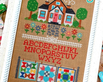 FOUR CARDS COSY COTTAGES AND HOUSES DECORATED FOR CHRISTMAS CROSS STITCH CHART