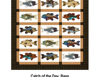 Catch of the Day, Bass *Applique Quilt Pattern* By: Sindy Rodenmayer - FatCat Patterns