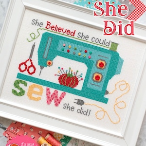 Sew She Did *Counted Cross Stitch Pattern* By: Lori Holt of Bee In My Bonnet Co