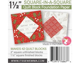 Square in a Square 1.5" Quilt Block Foundation Paper *42 sheets per pad* From: It's Sew Emma