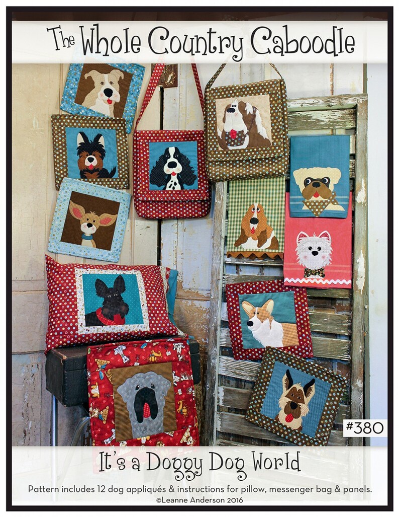 The Whole Country Caboodle 380 12 Dog Fusible Applique Designs By It's