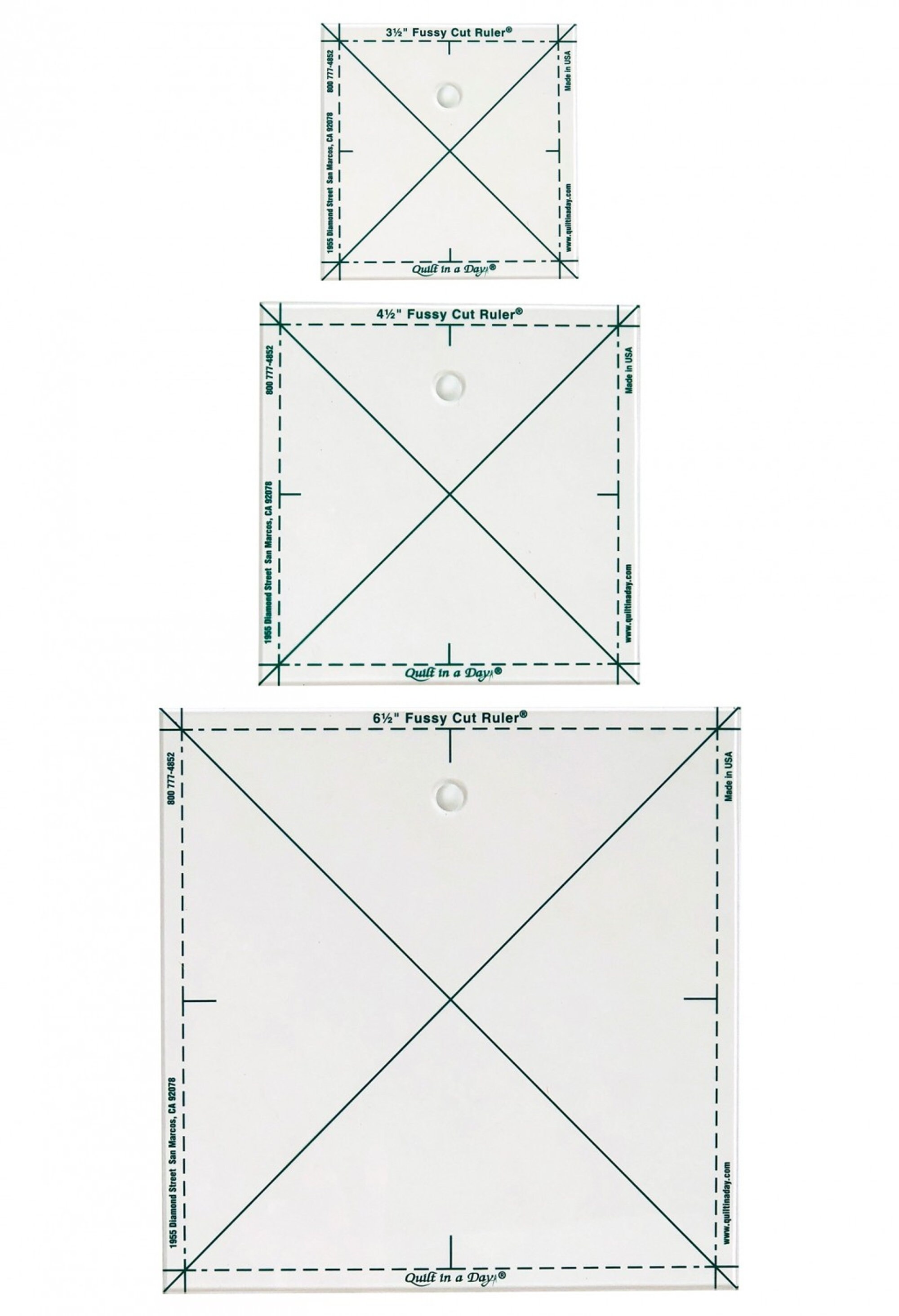 Fussy Cut Trio Ruler Set *Acrylic* From Quilt In A Day