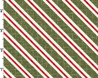 Snowdays Candy Cane Stripe Green Flannel - Woolies Flannel (MASF9937-G) By: Bonnie Sullivan - Maywood Studio