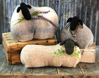 Lazy Ewe *3 Different Stuffed Wool Lamb/Sheep - Sewing Pattern* From: Threads That Bind