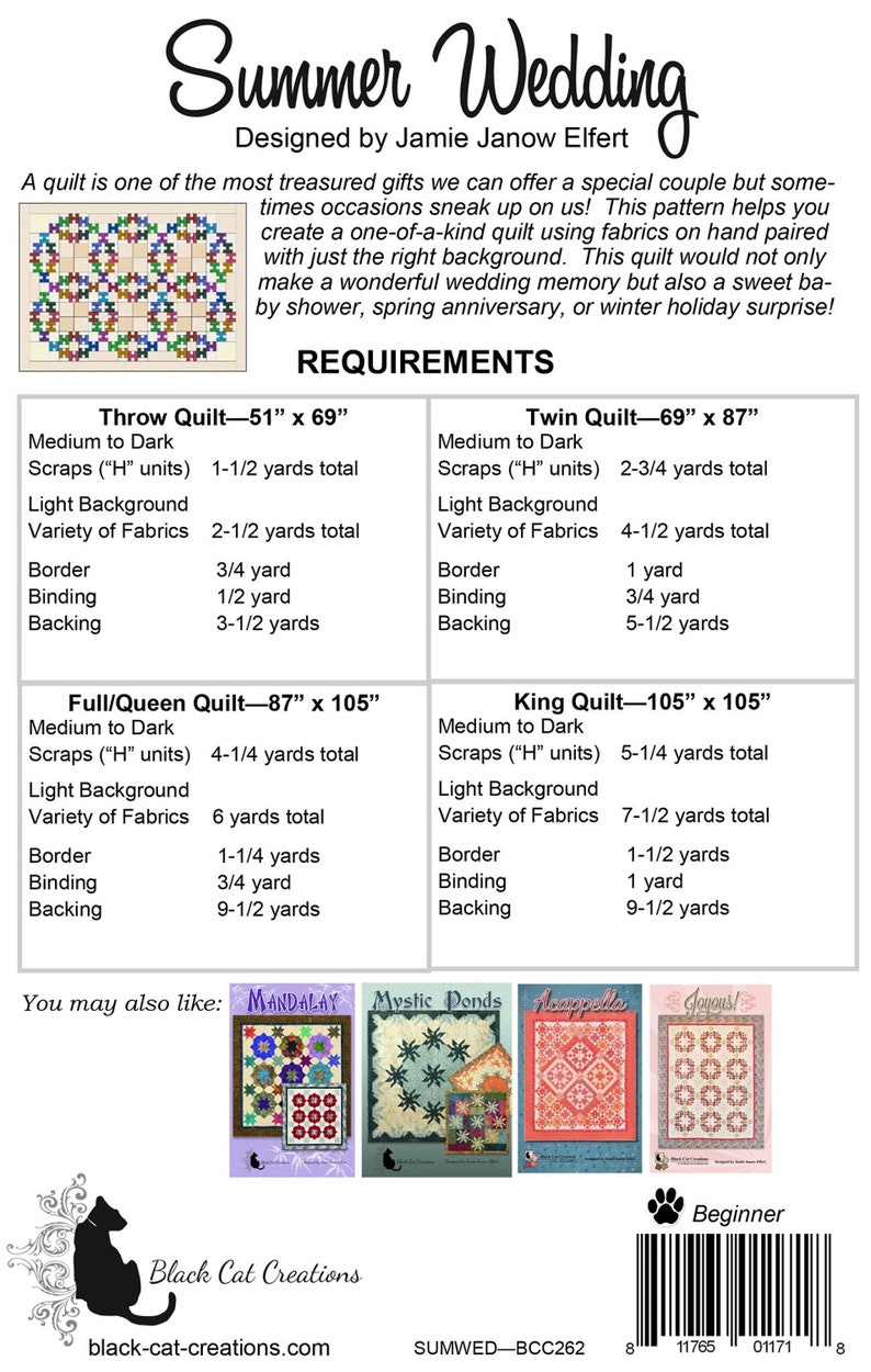 Summer Wedding quilt Pattern By Jamie Janow Elfert Black Etsy