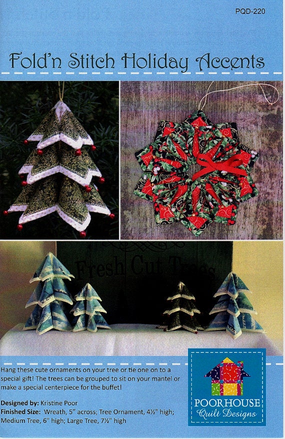 FOLD'N STITCH Holiday Accents    Christmas Ornaments and Accents   By PoorHouse Designs   pdq-220