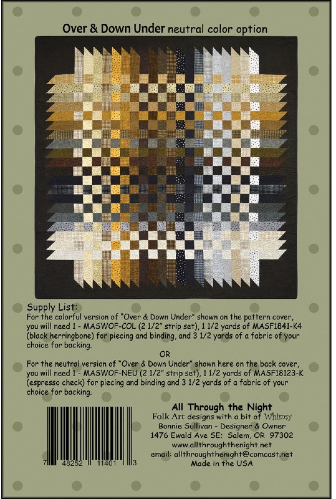 Over & Down Under quilt Pattern By Bonnie Sullivan All Etsy