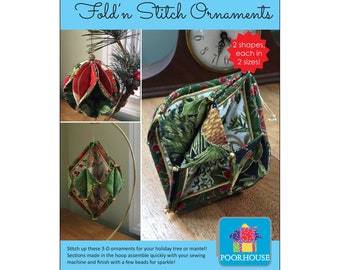 Fold'n Stitch Ornaments *Machine Embroidery Project* From: Poorhouse Quilt Designs