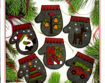 Charcoal Mittens *Christmas Ornament Pattern* From:  Rachel's of Greenfield