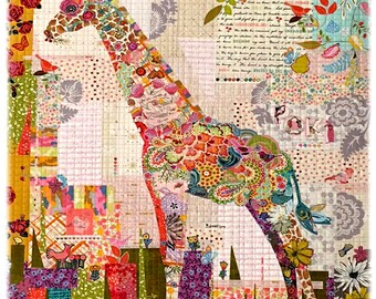 Poki...Mini Giraffe *Collage Wall Hanging Pattern* From: Laura Heine - Fiberworks