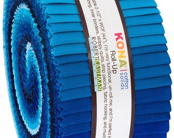 Kona Cotton Solids - Waterfall Palette *Jelly Roll - 40 Pieces* From:  Kaufman Studios