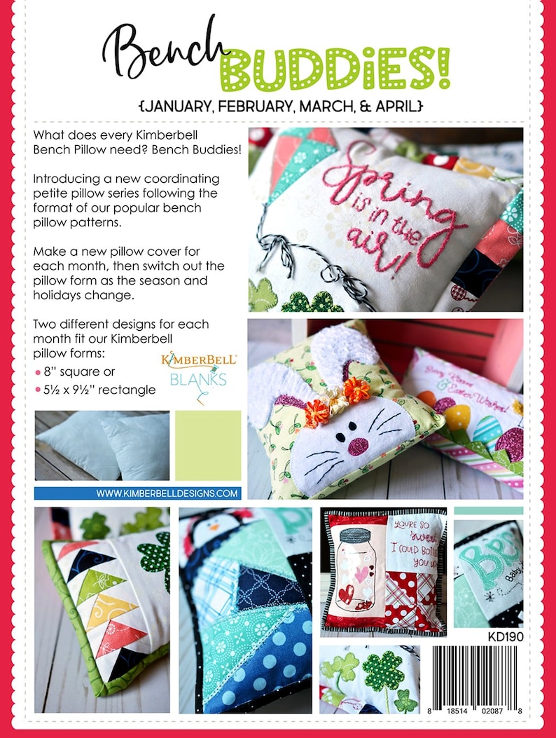 March BENCH BUDDIES {January April} Pattern **Sewing Version** By: Kimberbell KD190 February