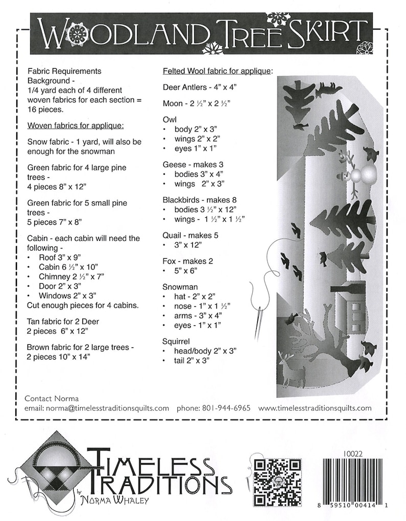 WOODLAND TREE SKIRT *An Applique Christmas Tree Skirt Pattern* By Timeless Traditions #10022