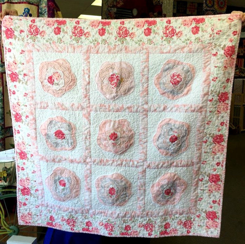 French Roses soft Edge Applique Quilt Pattern By Heather Etsy