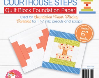 Courthouse Steps 6in Quilt Block Foundation Paper *42 sheets per pad* From: It's Sew Emma