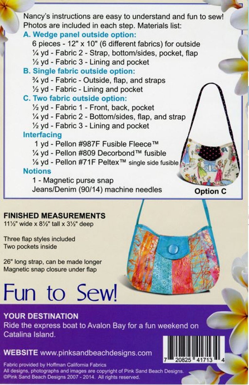 Catalina Sling sewing Pattern Fat Quarter & Fat Eighth Etsy