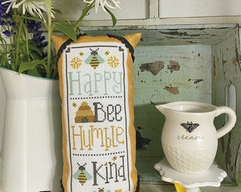 Bee Happy *Counted Cross Stitch Pattern*   From: Primrose Cottage Stitches