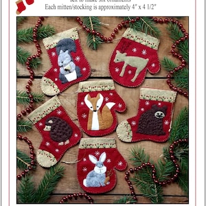 Christmas Critters Ornaments Kit *Includes Woolfelt & Pattern* From: Rachel's of Greenfield