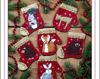 Christmas Critters Ornaments Kit *Includes Woolfelt & Pattern* From: Rachel's of Greenfield