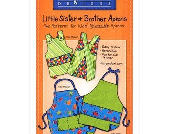 Little Sister & Brother Aprons *Two Designs for Kids' Reversible Aprons - Sewing Pattern* From: Mary Mulari Designs