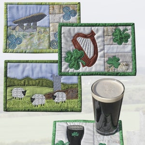 Irish Mug Rugs  *Machine Embroidery Designs*  From: Amelie Scott Designs