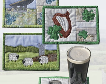 Irish Mug Rugs  *Machine Embroidery Designs*  From: Amelie Scott Designs