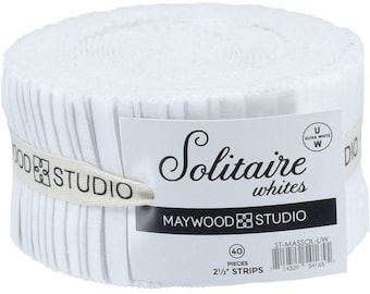 Solitaire Whites - Ultra White *Jelly Roll - 40 Pieces* By: Maywood Studios
