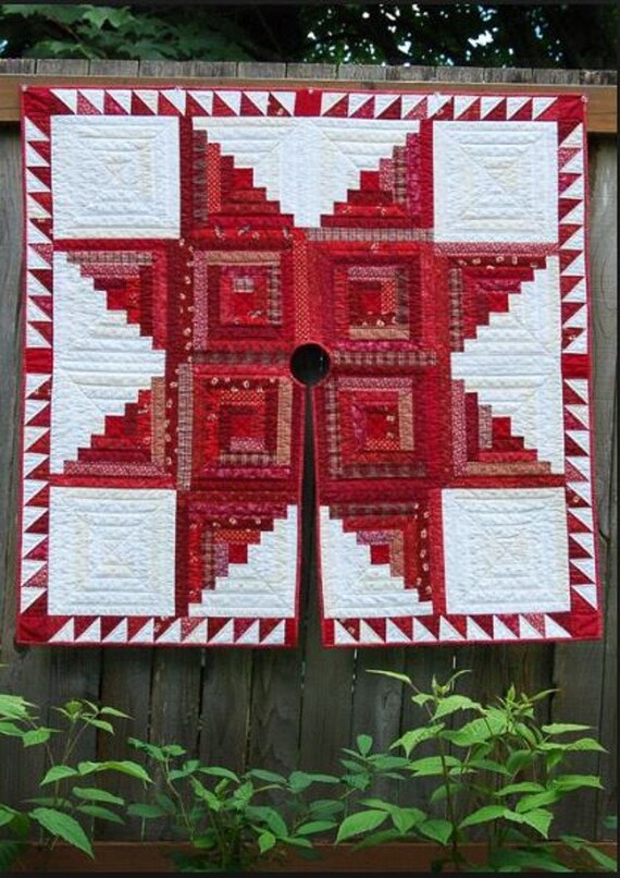 Log Cabin Star Quilted Christmas Tree Skirt Another Etsy