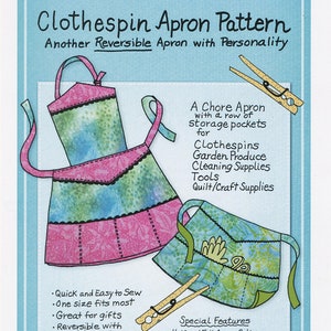 Clothespin Apron Pattern *Pocketed Reversible Apron with Personality - One Size Fits Most!* From: Mary Mulari Designs