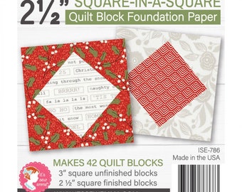 Square in a Square 2.5" Quilt Block Foundation Paper *42 sheets per pad* From: It's Sew Emma