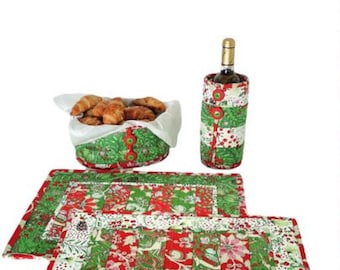 Dine and Wine *Placemat/Wine Cozy/Bread Basket - Sewing Pattern* From:  Aunties Two Patterns