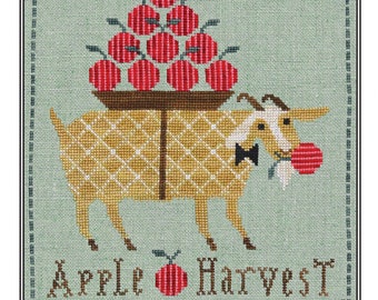 Giddy Goat Apple Harvest *Counted Cross Stitch Pattern* By: Karina Hittle of Artful Offerings