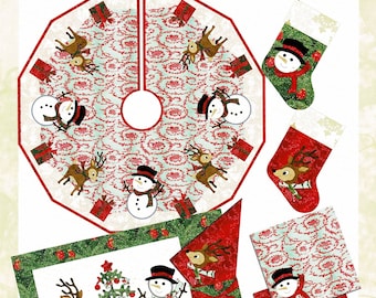 Frosty Christmas *Applique Christmas Tree Skirt Pattern*  By: Pearl P. Pereira - P3 Designs
