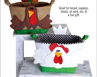 Handy Baskets - Chicken & Turkey *Pattern* From: Cotton Ginnys