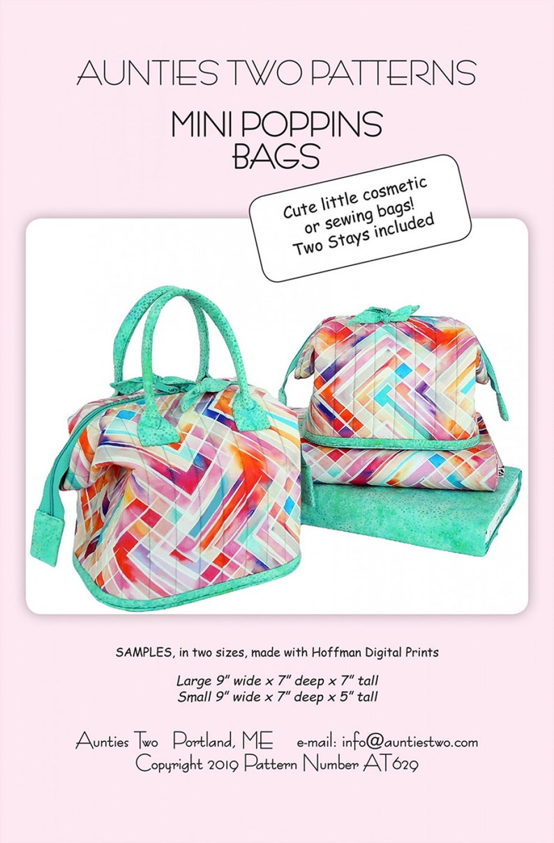 Mini Poppins Bag pattern Stays From Aunties Two Patterns Etsy