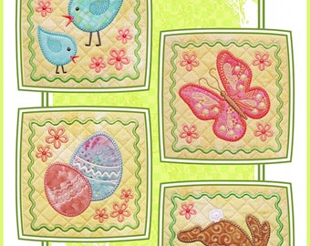 Spring Fling Coaster Set *Machine Embroidery CD* From: Janine Babich Designs