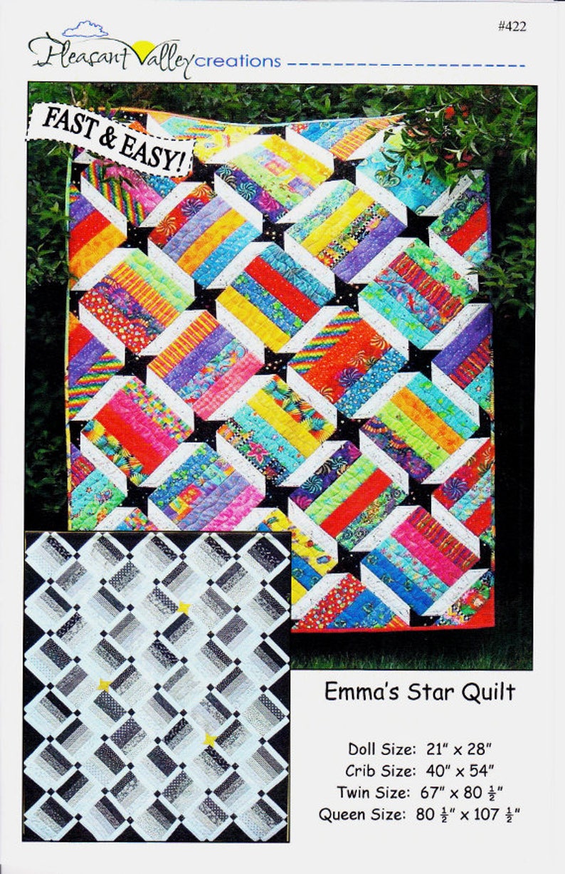 EMMA'S STAR QUILT Pattern 4 Sizes Easy Quilt By Etsy