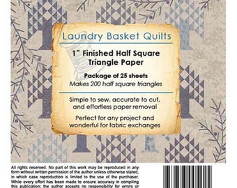 1" Finished Half Square Triangle Paper for Layer Cakes *Package of 25 Sheets* From: Laundry Basket Quilts