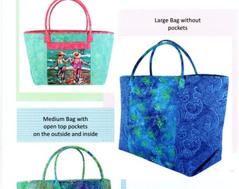 Beach Bag Trio *Sewing Pattern* 3 Sizes *Full Color Directions* From: Aunties Two Patterns