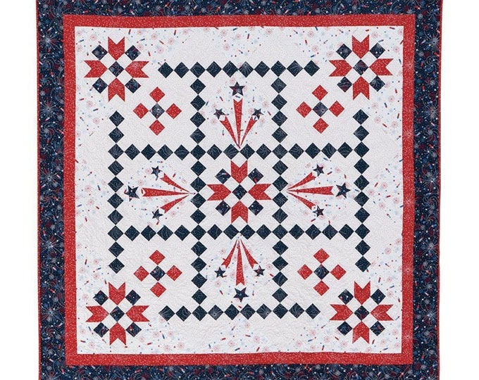 Featured listing image: Liberty's Smile *Quilt Kit - Includes "Red, White & Bloom" Fabrics + Pattern* By: Bound to be Quilting, Kimberbell and Maywood Studio