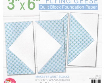 Flying Geese 3in x 6in Quilt Block Foundation Paper *42 sheets per pad* From: It's Sew Emma