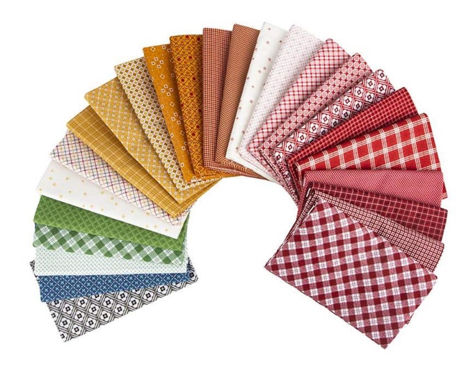 Featured listing image: Bee Plaids - Barn Red *1 Yard Bundle - 25 Pieces* By: Lori Holt - Riley Blake