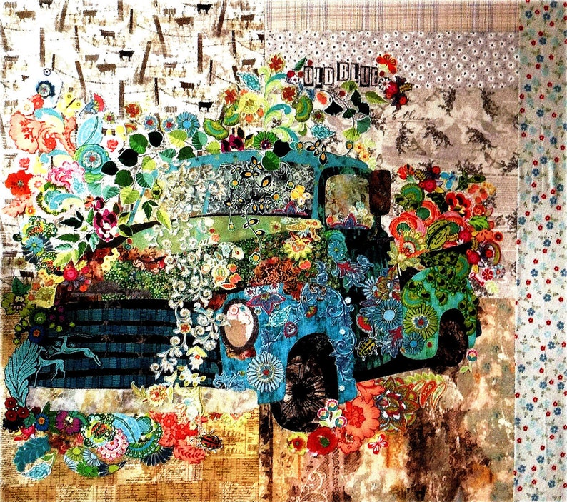 Laura Heine for Fiberworks OLD BLUE A Quilt Collage Pattern By