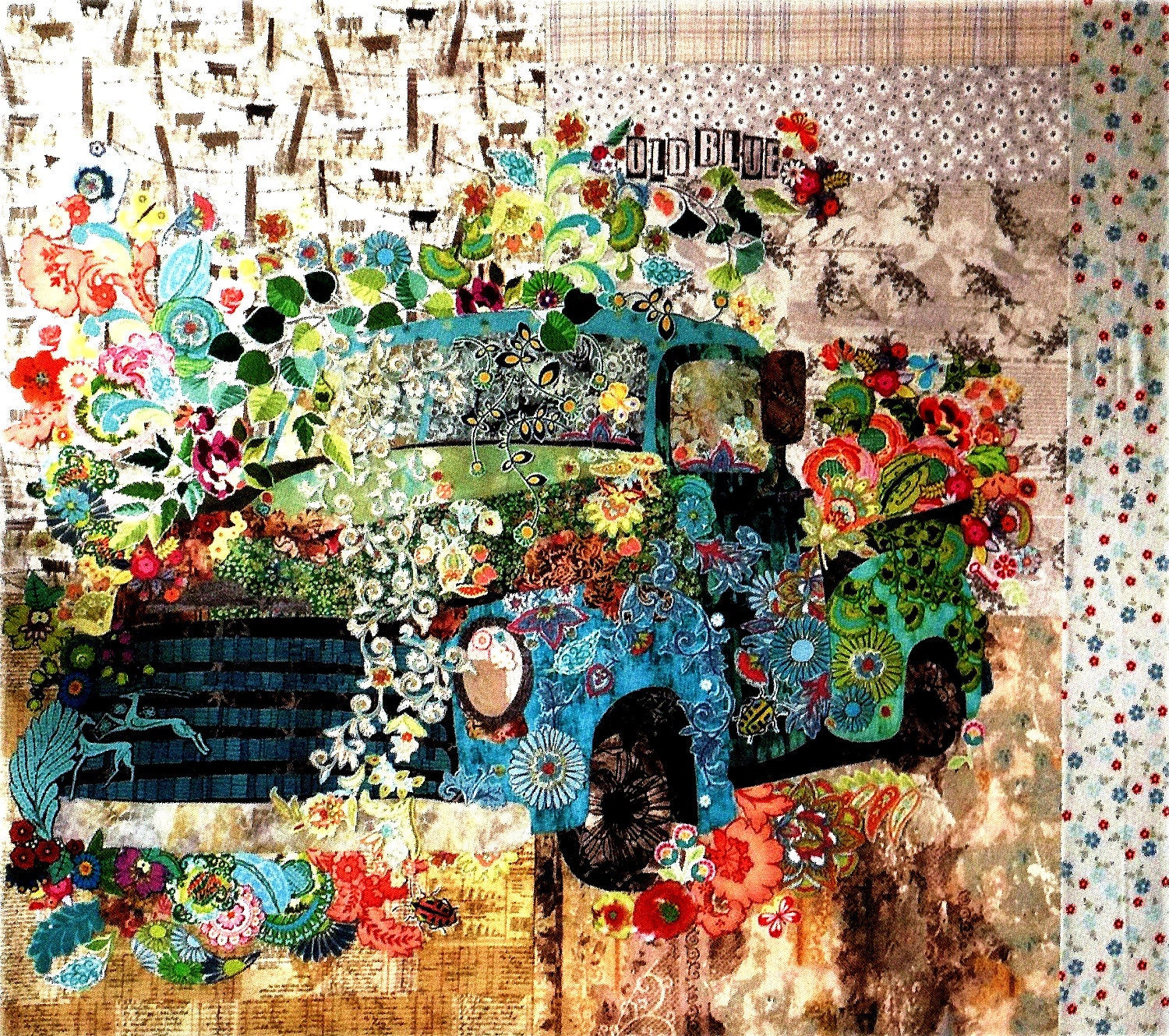 OLD BLUE A Quilt Collage Pattern By Laura Heine for Etsy