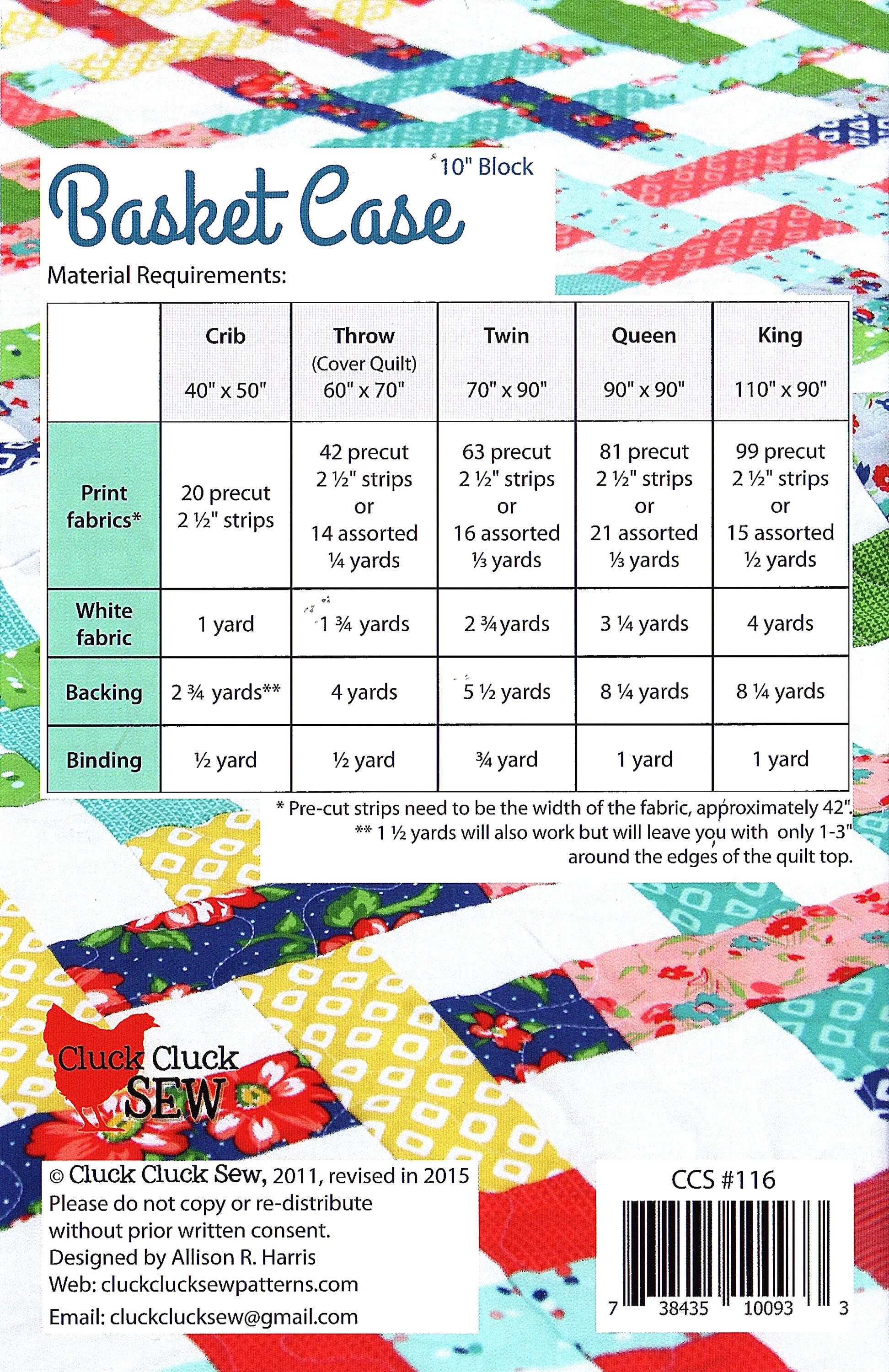 Basket Case *Quilt Pattern Jelly Roll Friendly* From Cluck Cluck Sew